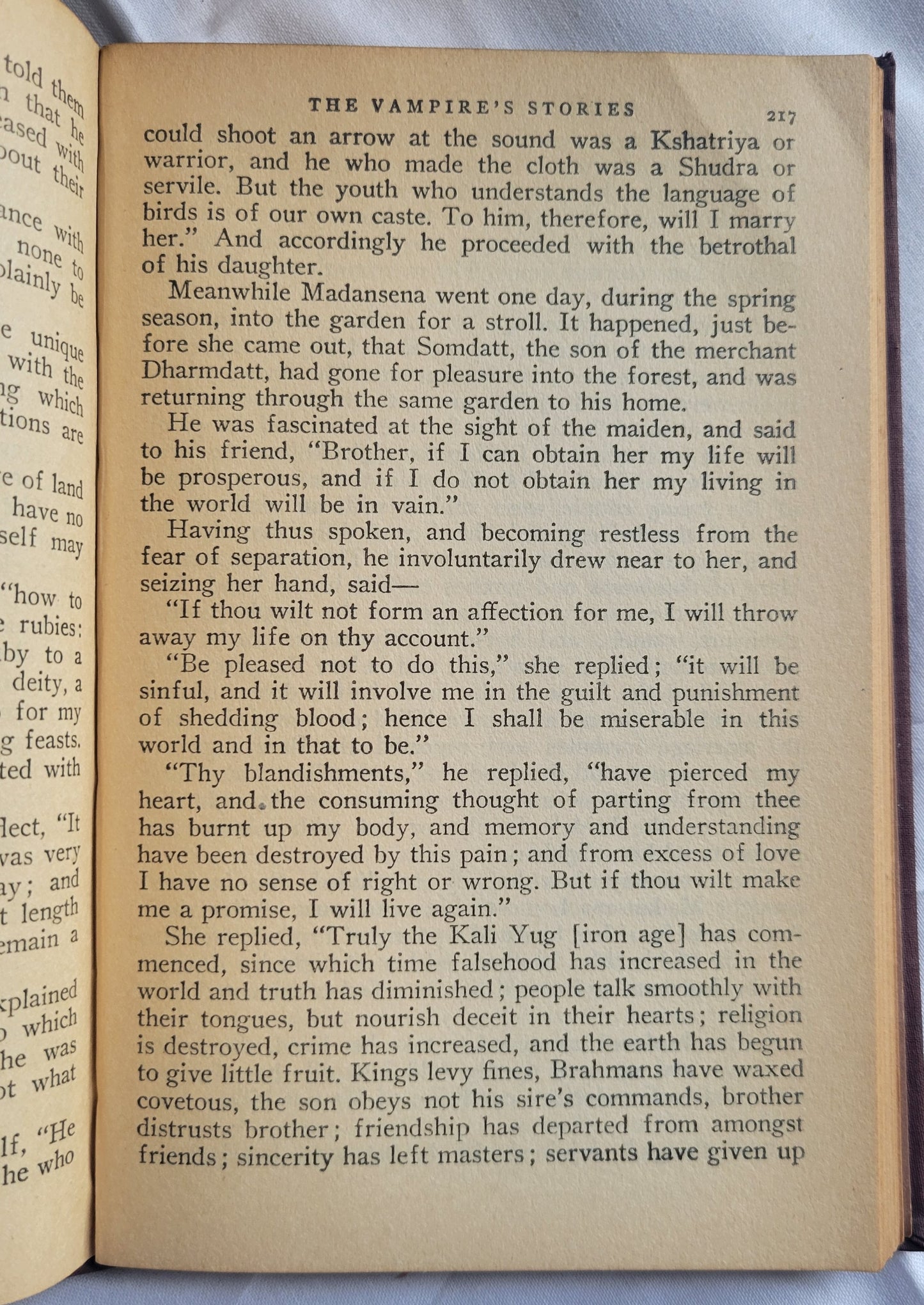 Vintage book for sale, "Oriental Romances" First Edition, edited and introduction by Manuel Komroff, published by The Modern Library in 1930. View of page 217