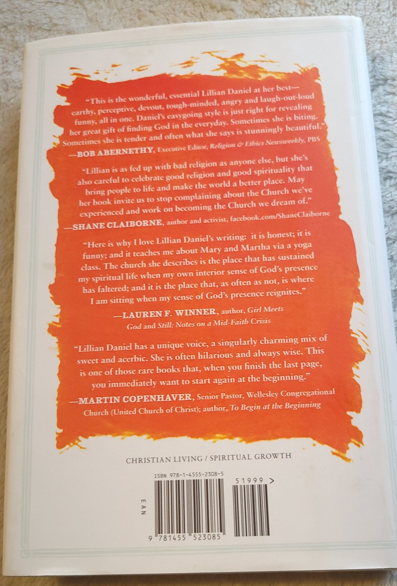 Used book for sale "When "Spiritual but Not Religious" Is Not Enough: Seeing God in Surprising Places, Even the Church" by Lillian Daniel, published by Jericho Books, 2014. Back cover.