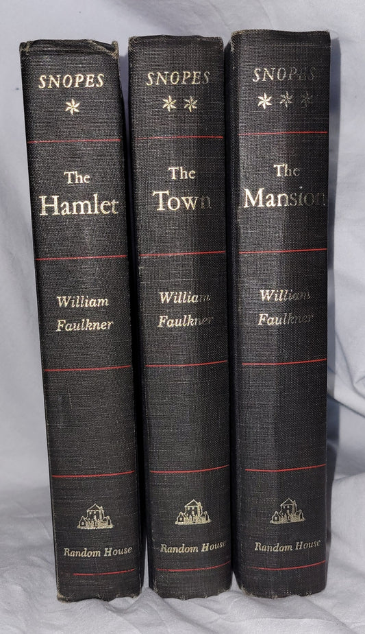 Vintage books for sale The Snopes Trilogy: "The Hamlet", "The Town", and "The Mansion" by William Faulkner, published by Random House, 3rd and 4th printings. Spines.