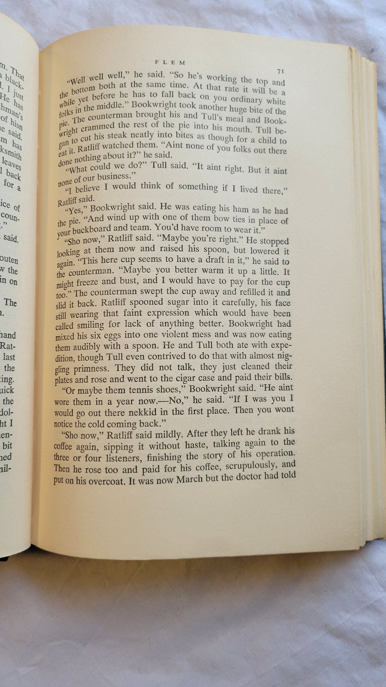 Vintage books for sale The Snopes Trilogy: "The Hamlet", "The Town", and "The Mansion" by William Faulkner, published by Random House, 3rd and 4th printings. Page 71.