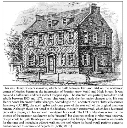 New book for sale, "Images of America: Manheim" by April Lynn Downey, published by Arcadia Publishing, a history of Manheim, Pennsylvania, a pre-revolution town. View of illustration and caption.