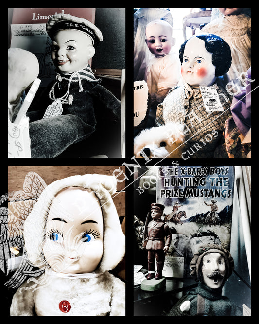 Dolls are not for everyone. They can invoke a range of feelings from nostalgia to curiosity, from unease to fear. But for those who appreciate their history and those mysterious, blank eyes, this collection is for them. Please check out the two other Antique Faces collages we offer as well!  Size 8" x 10"