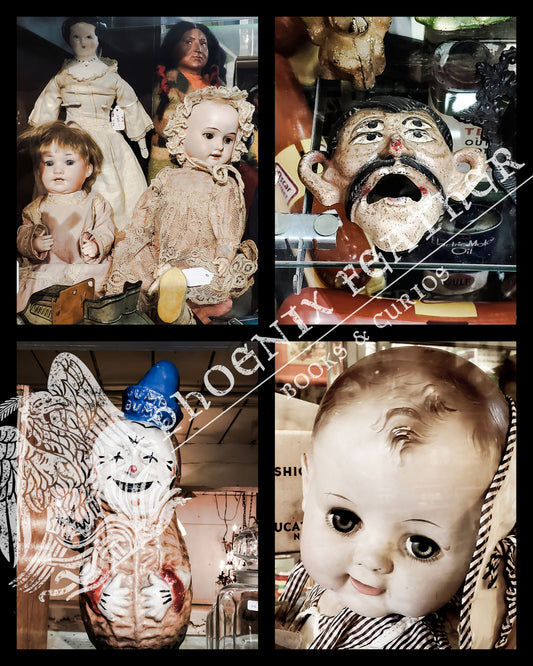 Dolls are not for everyone. They can invoke a range of feelings from nostalgia to curiosity, from unease to fear. But for those who appreciate their history and those mysterious, blank eyes, this collection is for them. Size: 8" x 10" Please check out the two other Antique Faces collages we offer as well!