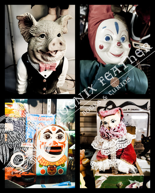 Dolls are not for everyone. They can invoke a range of feelings from nostalgia to curiosity, from unease to fear. But for those who appreciate their history and those mysterious, blank eyes, this collection is for them. Size 8" x 10".  Please check out the two other Antique Faces collages we offer as well!