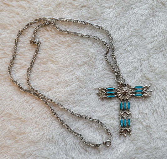 Antique Tau cross necklace, Catholic Franciscan order. Overall view.