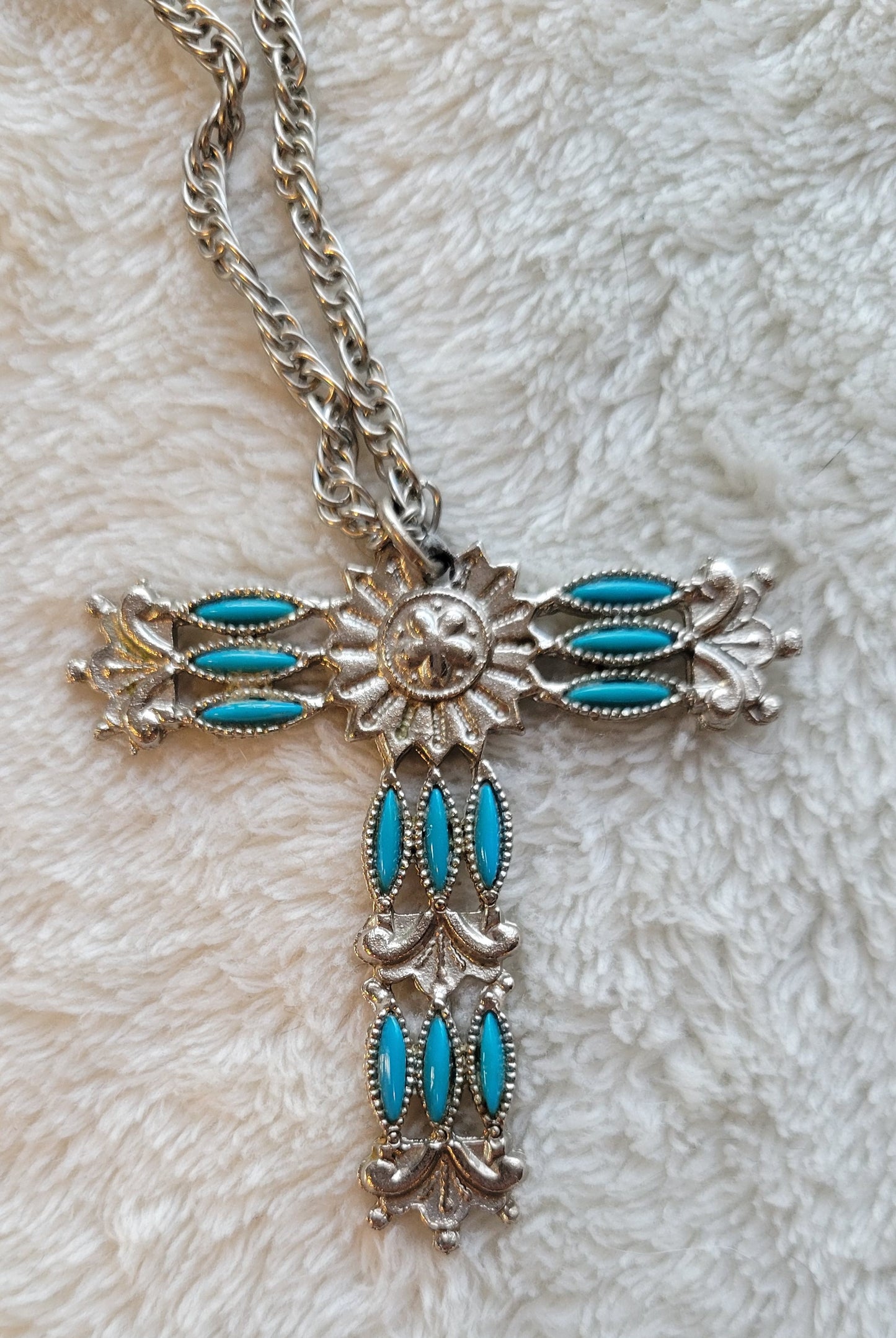 Antique Tau cross necklace, Catholic Franciscan order. Close-up